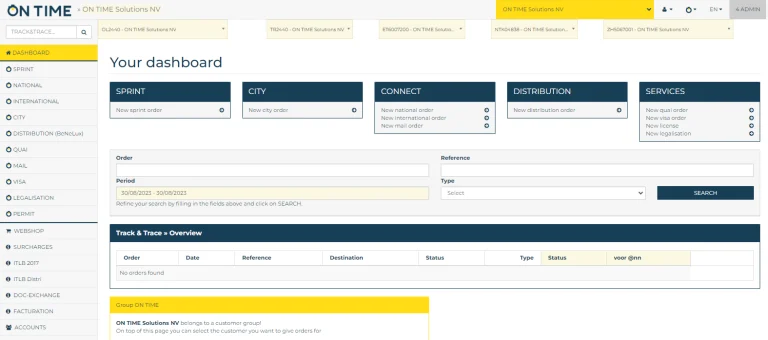 Snel een pakje verzenden portal ON TIME